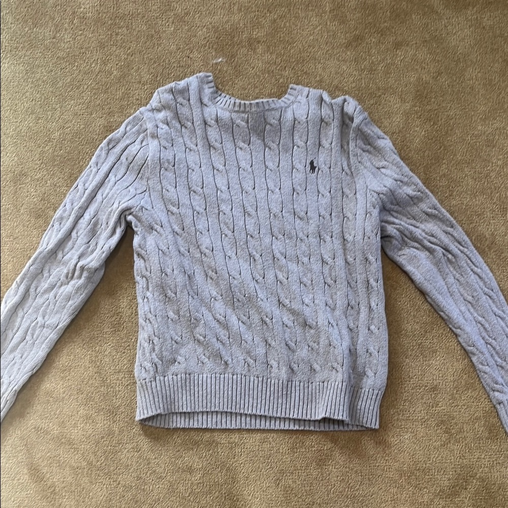 Polo by Ralph Lauren Gray Cable Knit Crew Neck Sweater